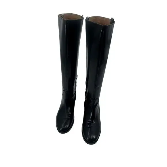 Madewell The Adalai Knee-High Classic Boots Shiny Leather Black Size 8.5 NWOB
